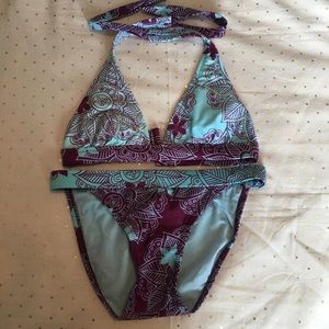 Malibu turquoise & purple boho print bikini